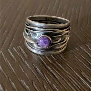 DDD Ring Charoite , Mexico, 925 Silver Size 9